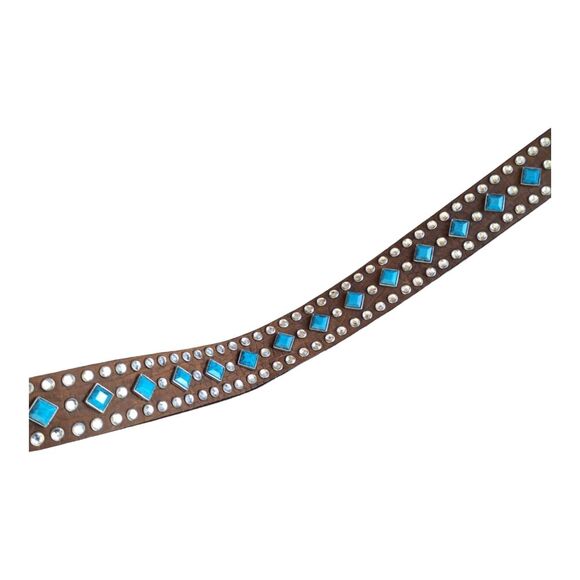 Nocona Belt Co. Leather Turquoise Stud Western Rodeo Festival Rhinestones size M - Picture 13 of 15